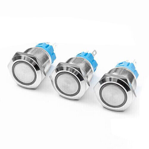 19mm 12V LED ON OFF Push Button Power Switch Latching with Wire Socket HarnessUS