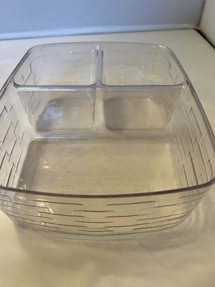 Longaberger Clear 3 Section Divided Insert Protector 49930 Hard Plastic