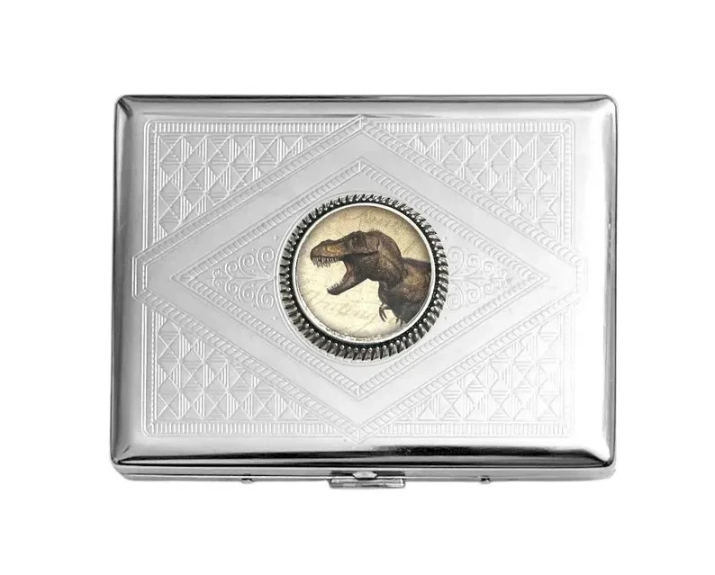 STAINLESS STEEL DINOSAUR CIGARETTE CASE /A02