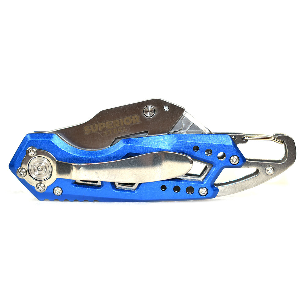 Folding Utility Pocket Knife Box Cutter with Belt Clip, Easy Release Button