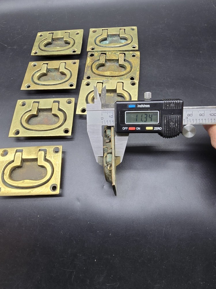 Set Of 8 Original Victorian Campaign Handles Solid Brass Rectangular 76 X 54mm