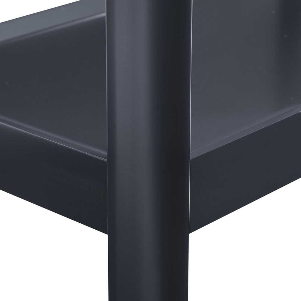 Modern Matte Black Nightstand - Solid Poplar & MDF Build, Functional Shelves,