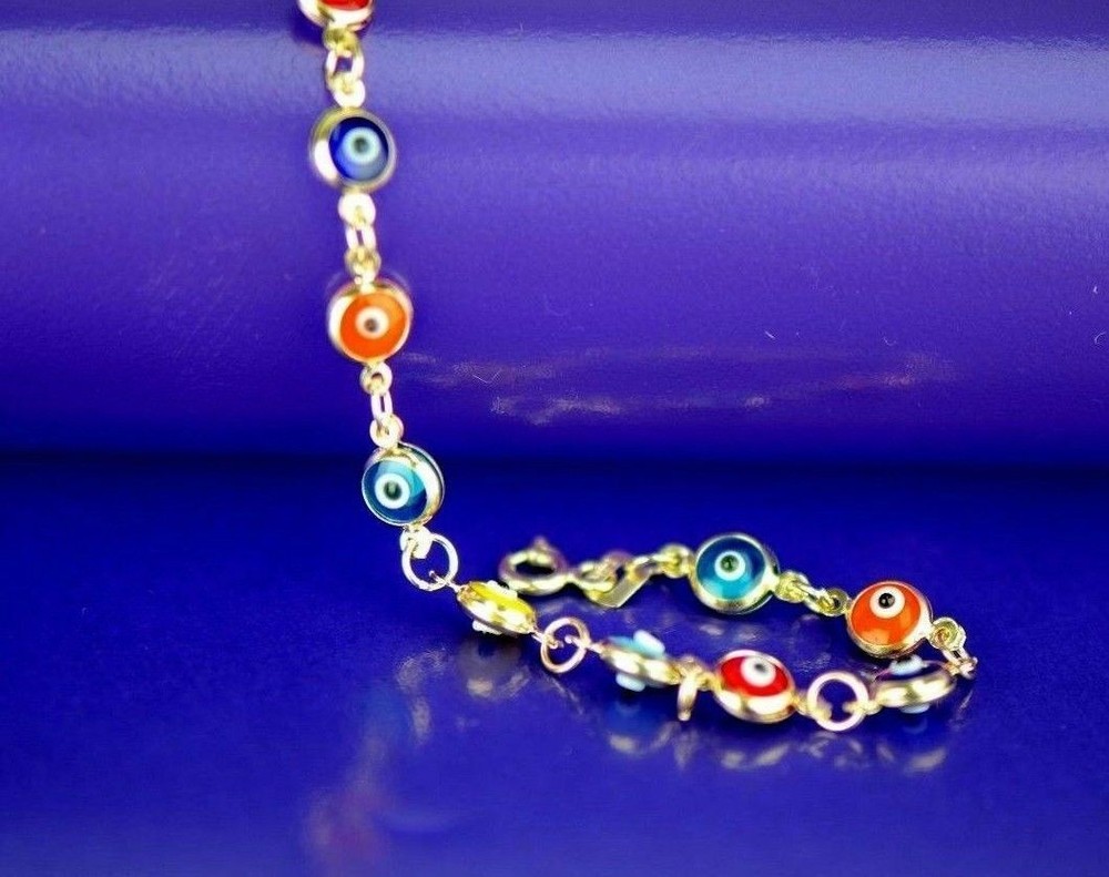 14k Yellow Gold Evil Eye Bracelet
