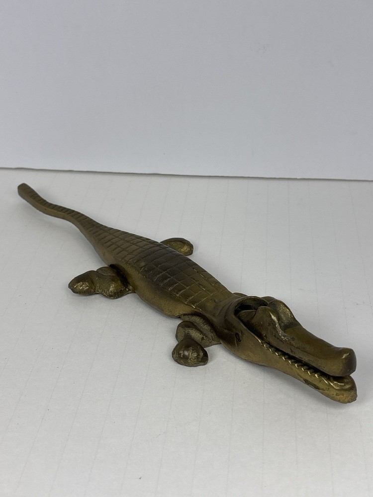 Vintage 10” Brass Alligator Nutcracker Crocodile Figural Nut Cracker