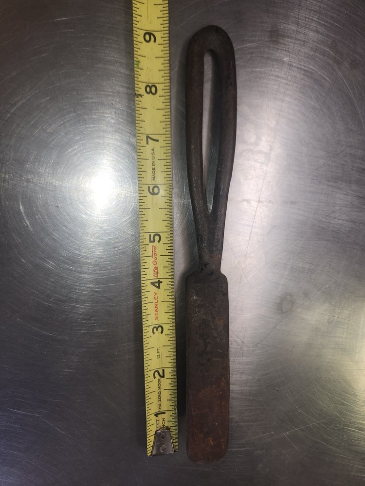 Vintage Cast Iron Scraper Fish Scaler Mystery Tool USA Blacksmith Leather Tool