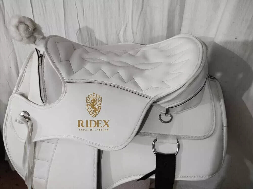 White Synthetic Treeless Western style with Extra Panel.