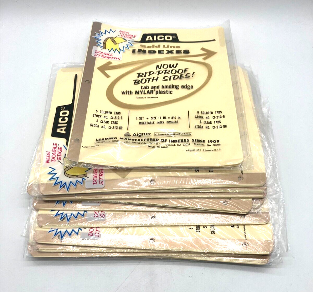 AICO Aigner 14 Pack Gold Line Indexes / Ring Binder ~ sealed
