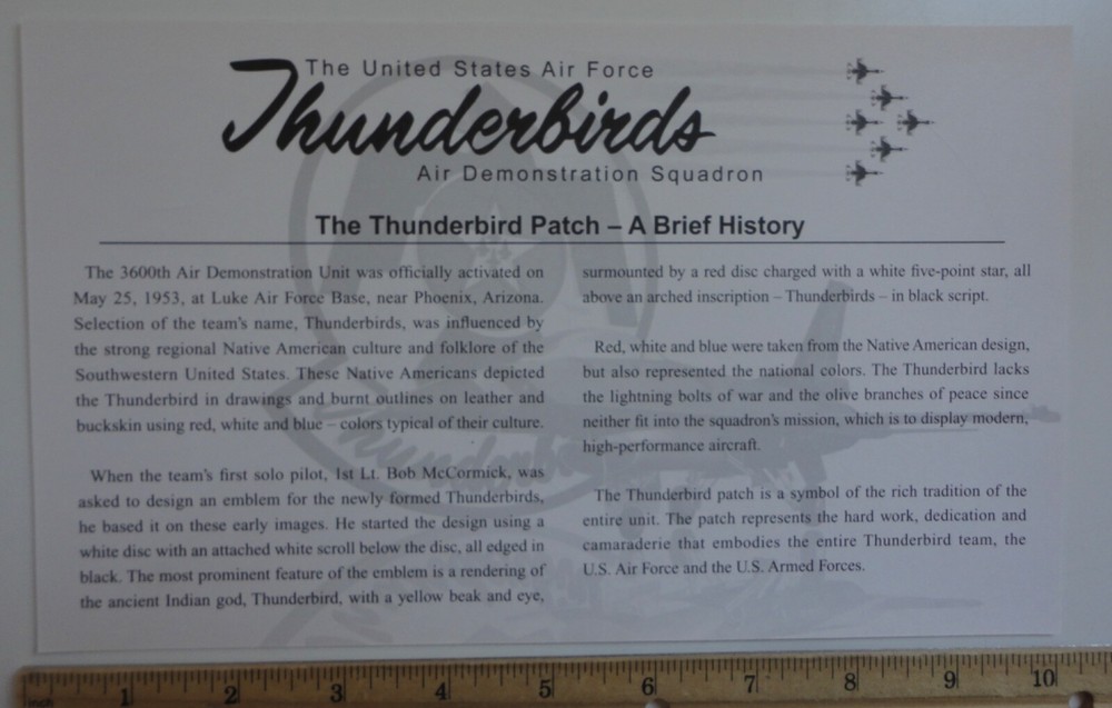 USAF Air Force Thunderbirds Patch Stickers (6) NEW