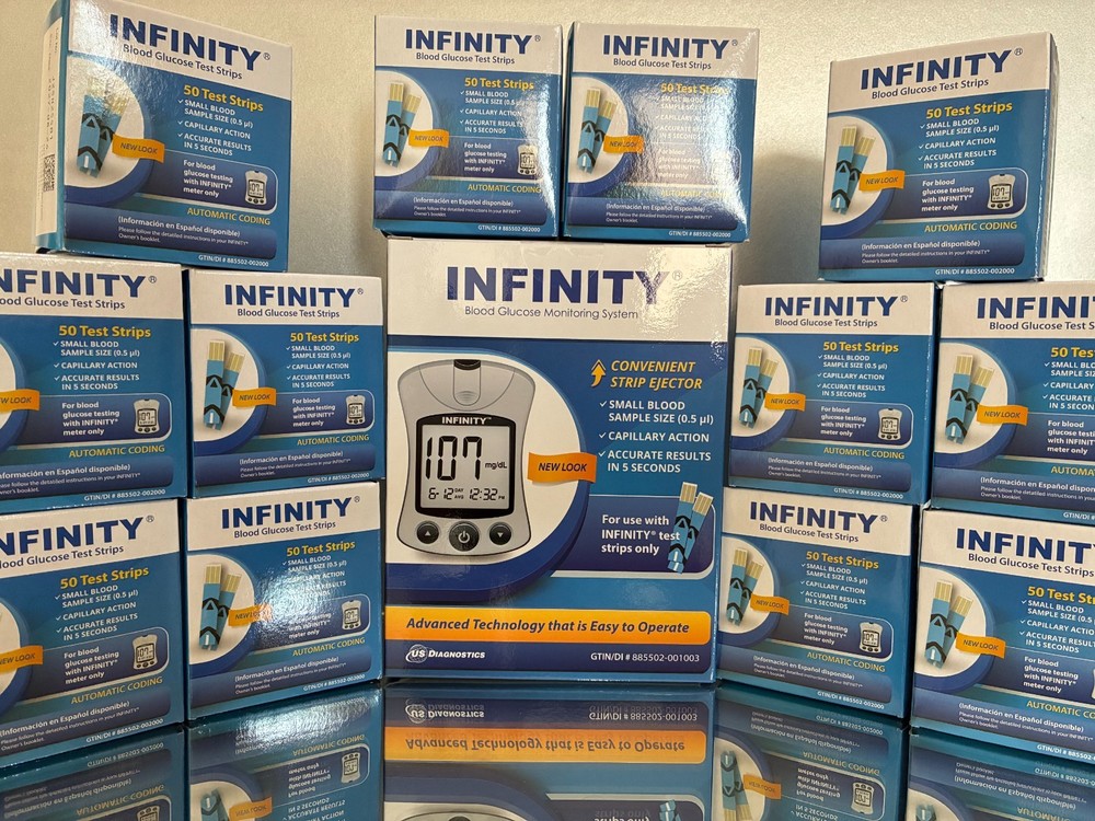 Infinity Blood Glucose Test Strips (QTY) 2000 PLUS FFREE METER EXP 08/2027