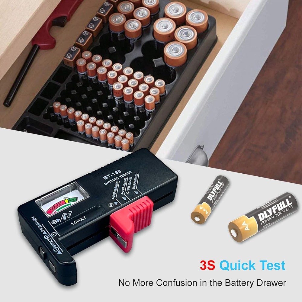 Dlyfull Battery Tester, Small Testers Universal Checker Black