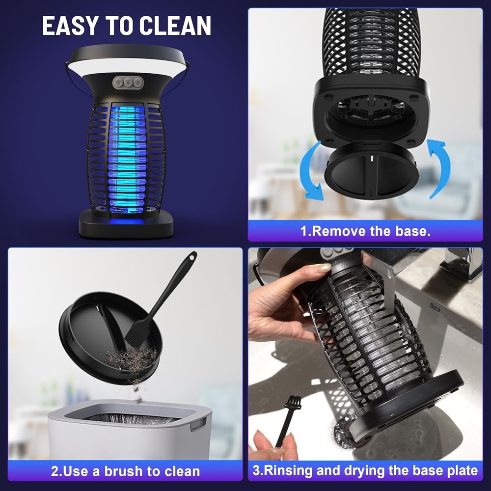 Solar Bug Zapper Outdoor Rechargeable Mosquito Zapper Killer with Panel Sensor