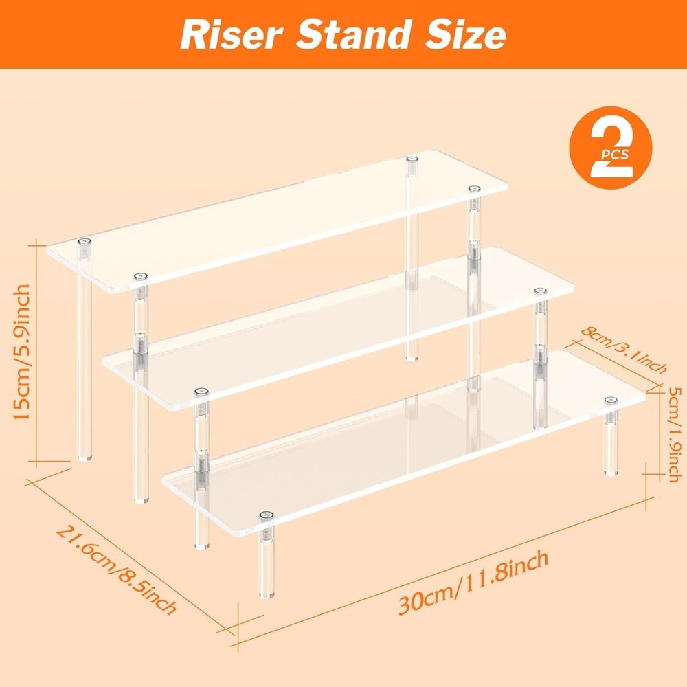 3 Tier Acrylic Display Risers Large Perfume Organizer Stand Clear Cupcake Stand