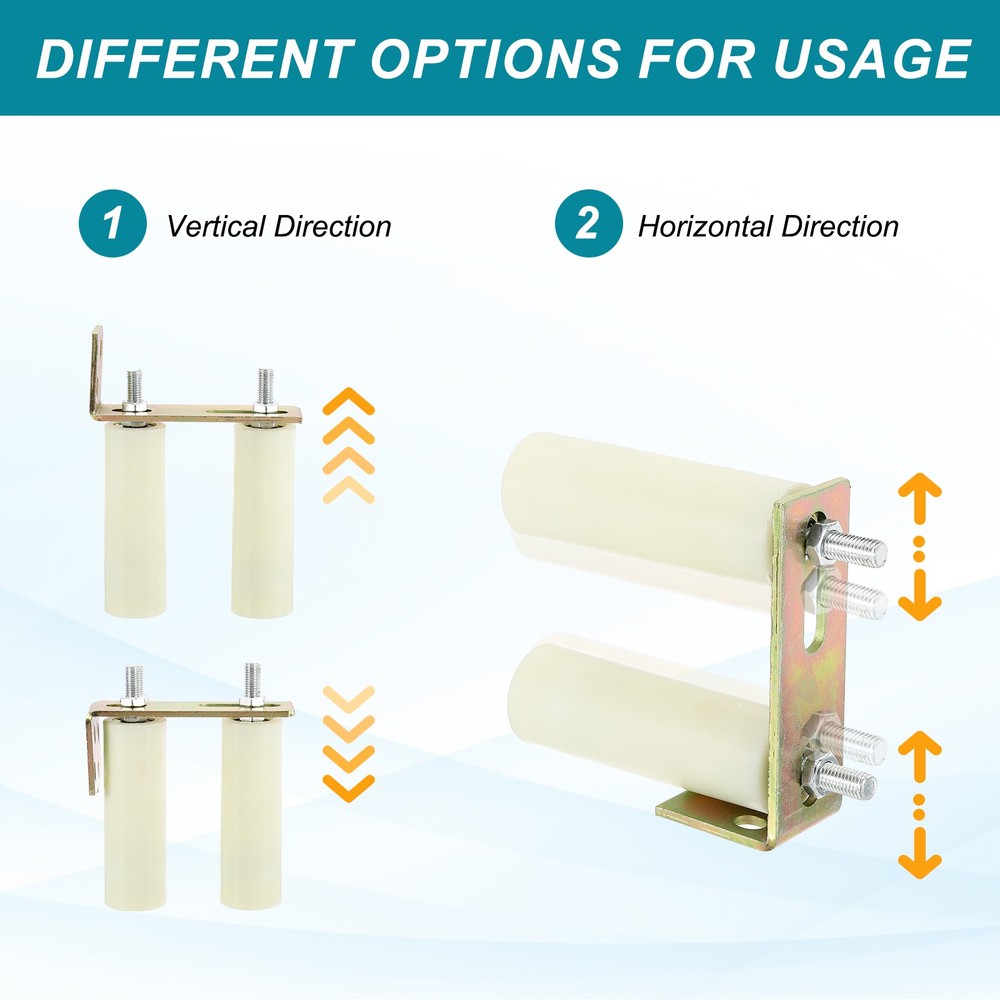 1Set Slide Gate Guide Roller 5.9" Adjustable Nylon Rollers with Bracket, White