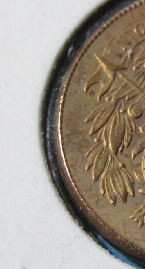 1866-P Two Cent Piece 2C Broadstrike Error - Uncirculated+