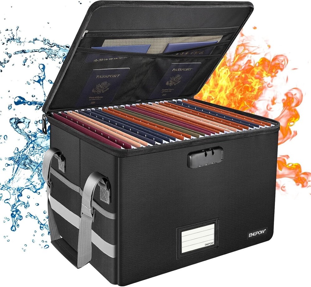 Fireproof Document Organizer with Lock - Portable and Waterproof Storage Box