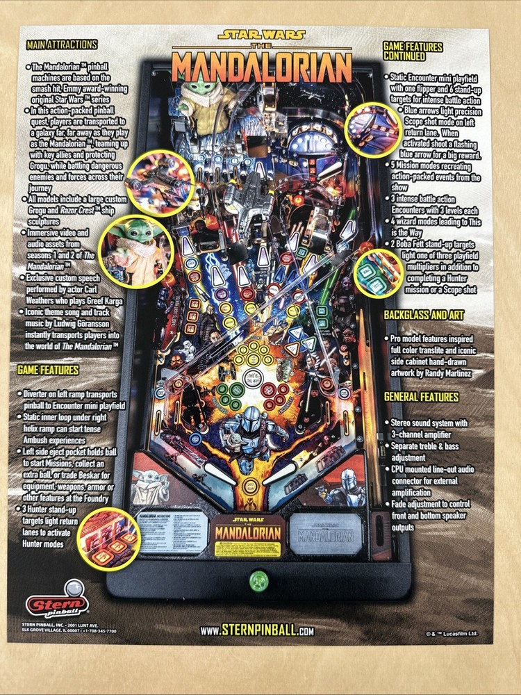Stern Mandalorian Pro Pinball Flyer
