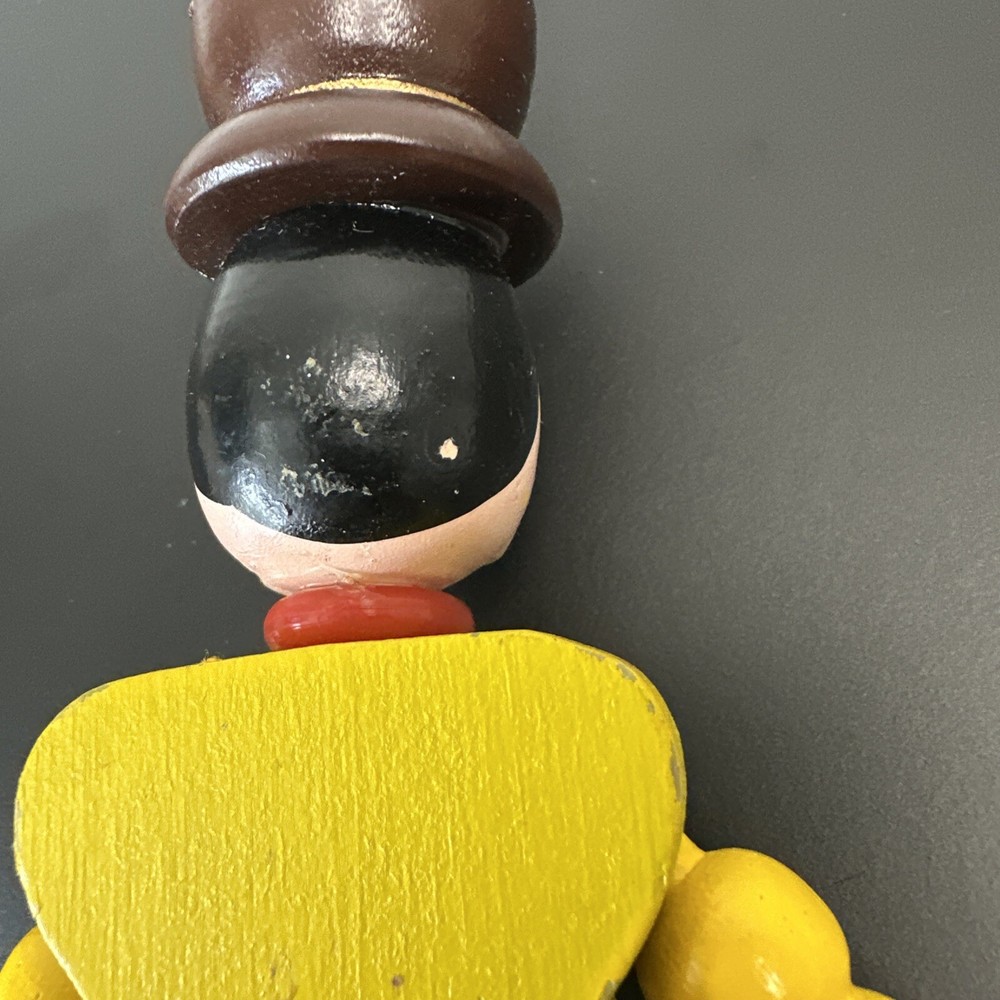 Austrian-Style Pull String Puppet Christmas VTG Wooden Policeman Yellow