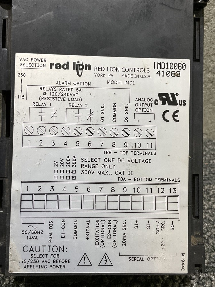 RED LION IMD10060 IMD1 PANEL CONTROL METER 222