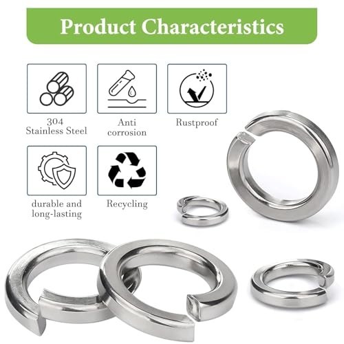 Spring Lock Washers Assortment Kit 1780 Pcs - Metric & SAE Split Washers, 304 SS