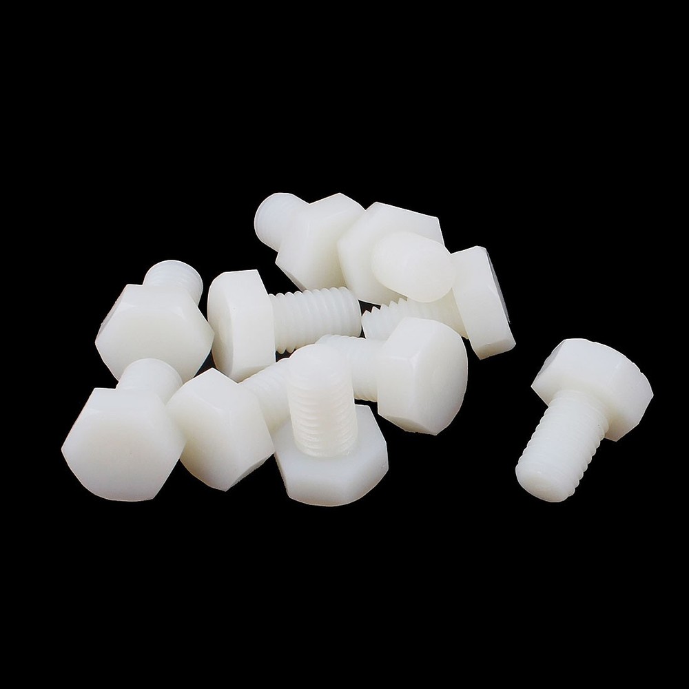 10 Pcs M10 x 15mm Hexagonal Head Nylon Screw Thread Bolt