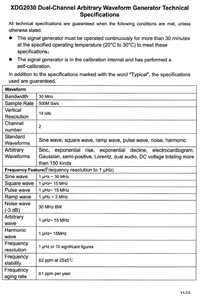 OWON Arbitrary Waveform/Function Generator XDG2030 2 Channels 30MHz
