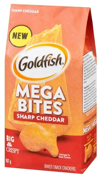 Goldfish Mega Bites Sharp Cheddar Crackers, 167g (3 Pack)