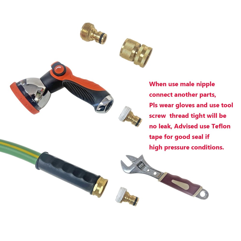 HQMPC Garden Hose Quick Connect Solid Brass Connector 2 Sets,