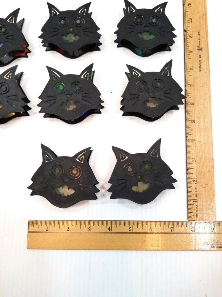 Set of 10 Halloween Solid Black Cat String Light Plastic Covers Only