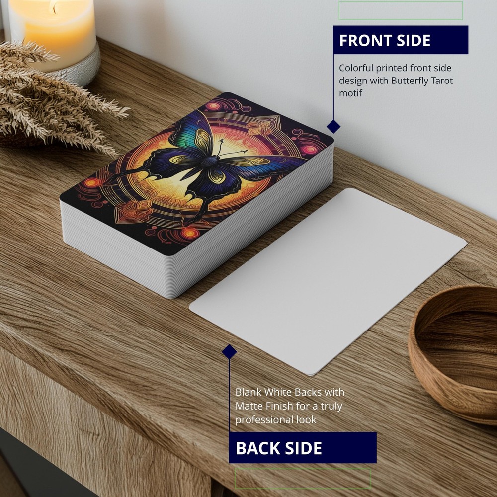 Lunaphora Blank Tarot Cards with Printed Back Design - 1 Deck, Multicolored