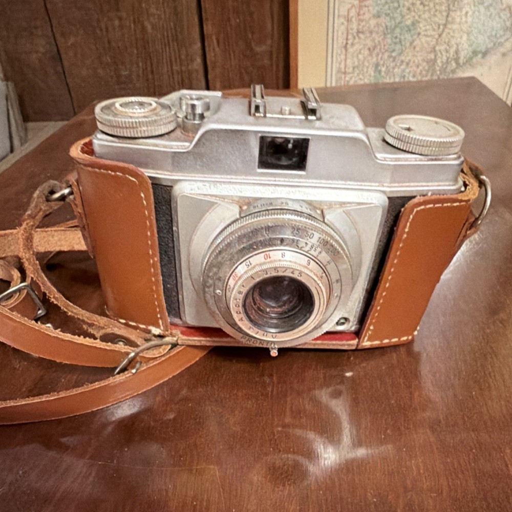 Ansco Memar Pronto Rangefinder Camera with Brown Leather Case
