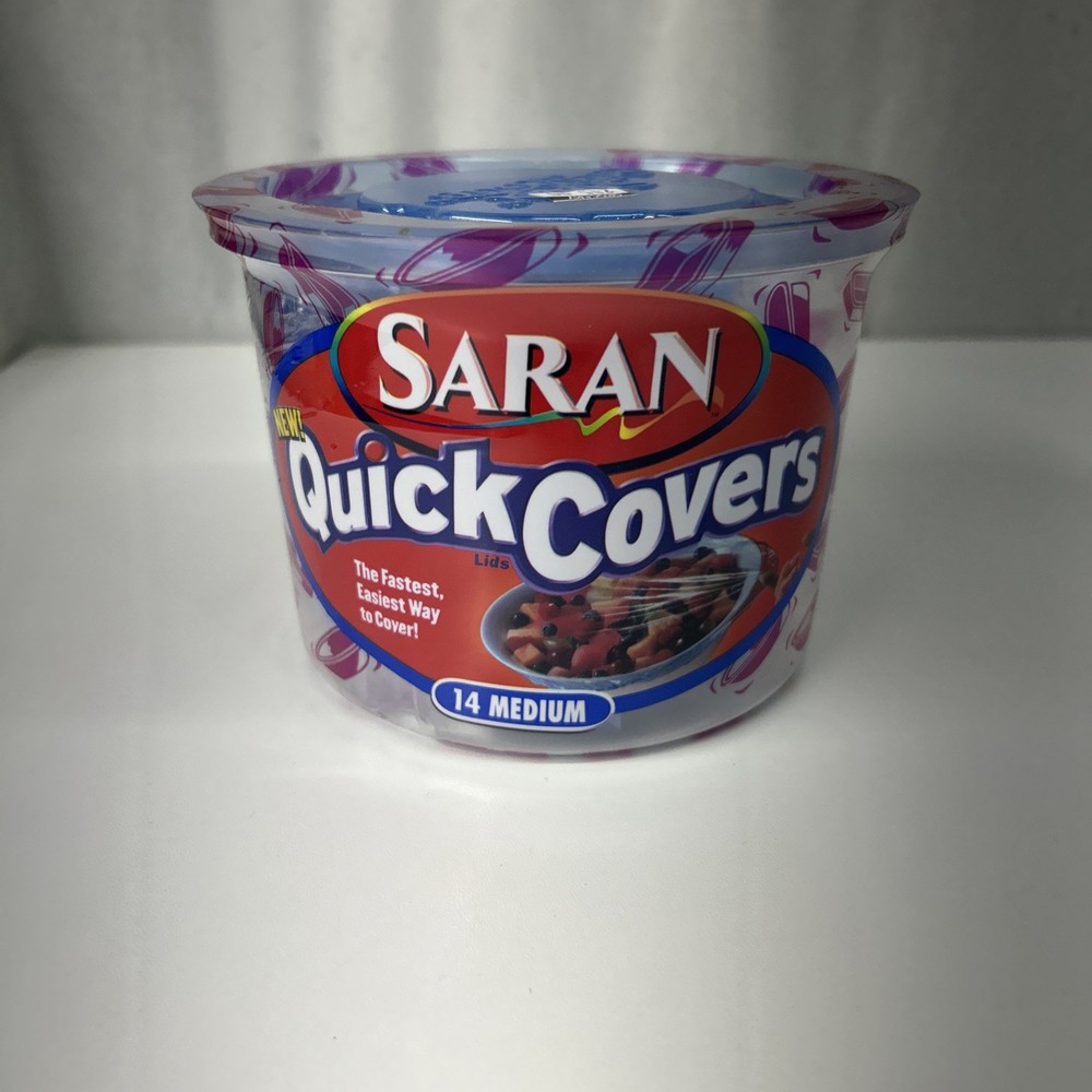 VTG Saran Quick Covers Lids 14 Count Medium Size NOS
