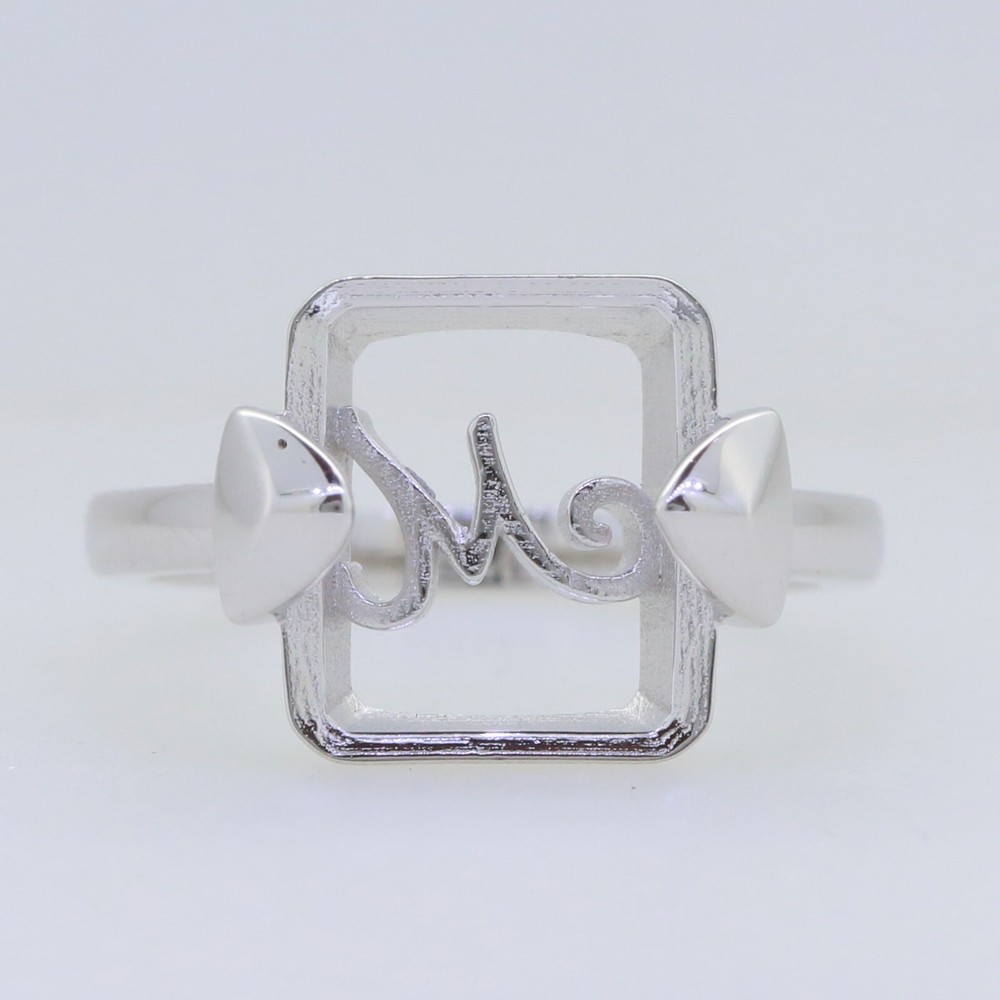 Sterling Silver Semi Mount Ring Setting Emerald OCT 13x11mm Cabochon