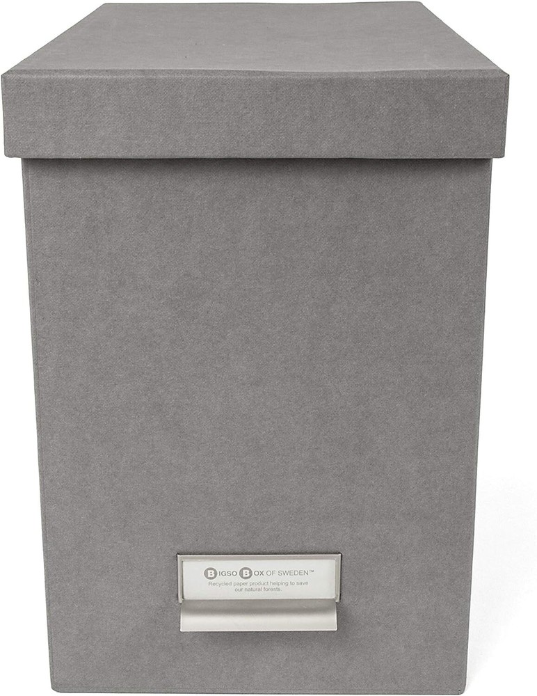 Bigso John Fiberboard Label Frame Desktop File Storage Box | Grey