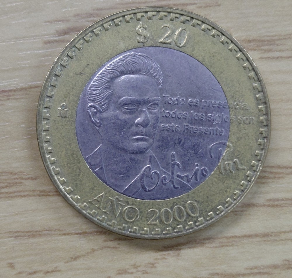 MEXICAN $20 BIMETALLIC COMMEMORATIVE COIN 2000