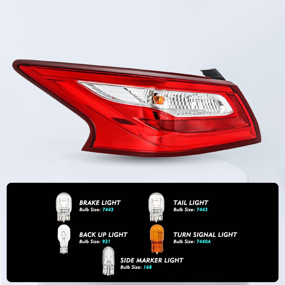 Altima Tail Light Assembly 2016-2018 Brake Light Bulbs Included Driver Left Side