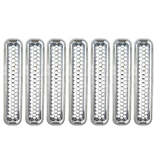 Chrome Front Grill Mesh Grille Inserts Cover Compatible with 1997-2006 Jeep