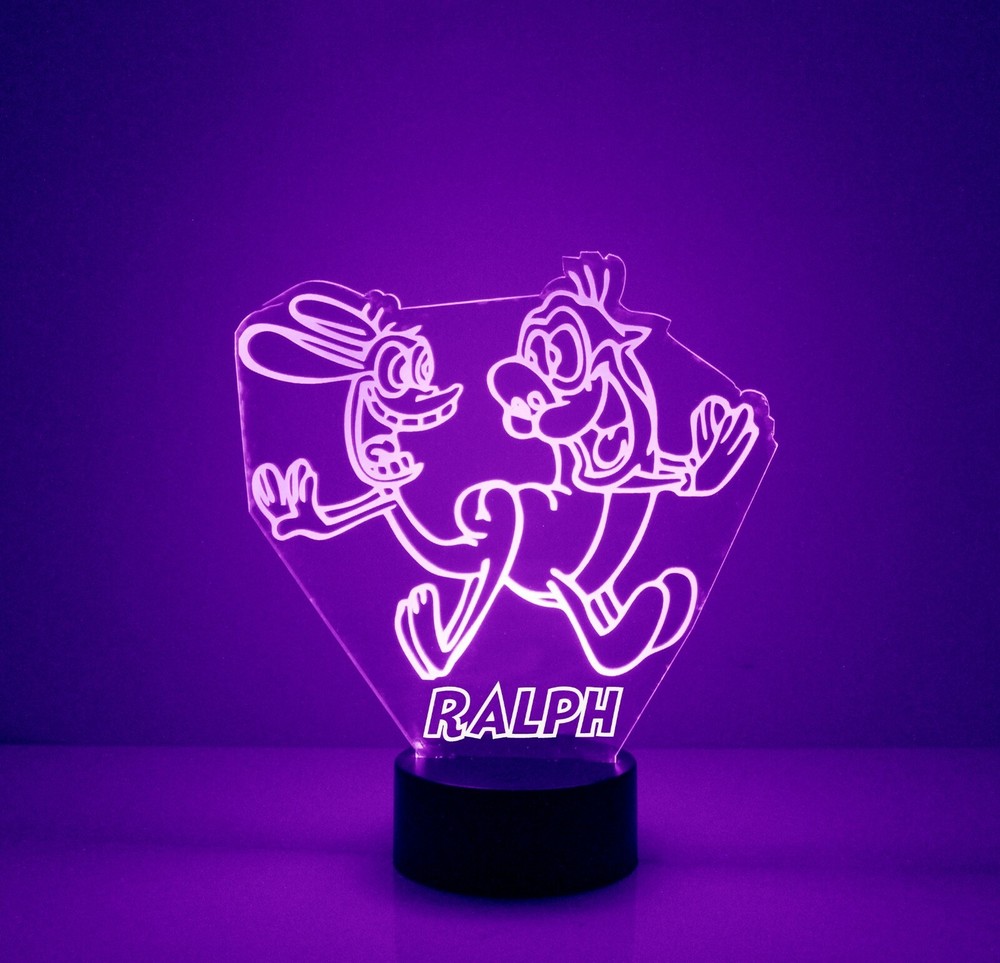 Ren & Stimpy Light Up, Personalized FREE, LED Night Light Lamp + Remote