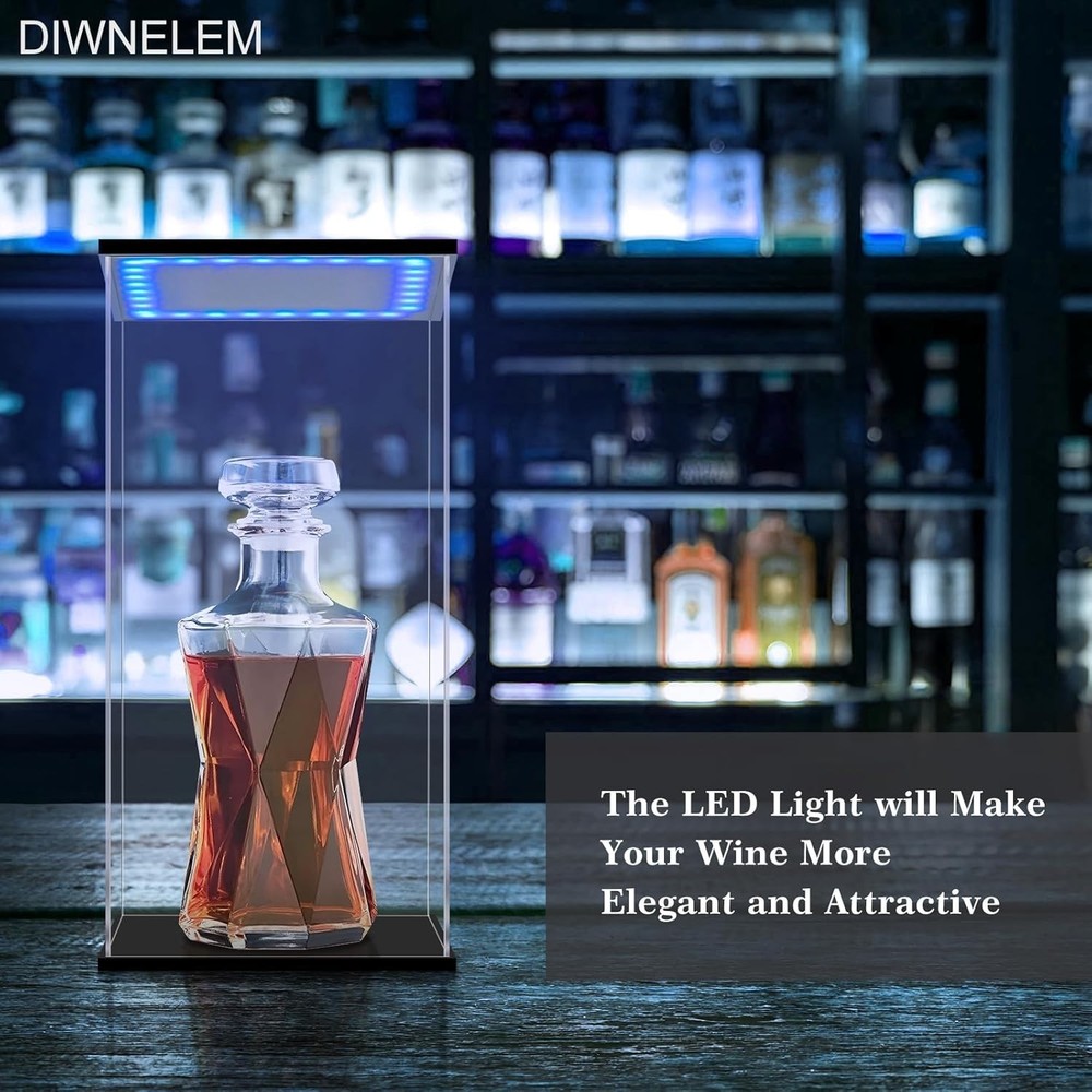 Acrylic Wine Bottle Display Case with LED Light Display Stand Wine Display Ca...