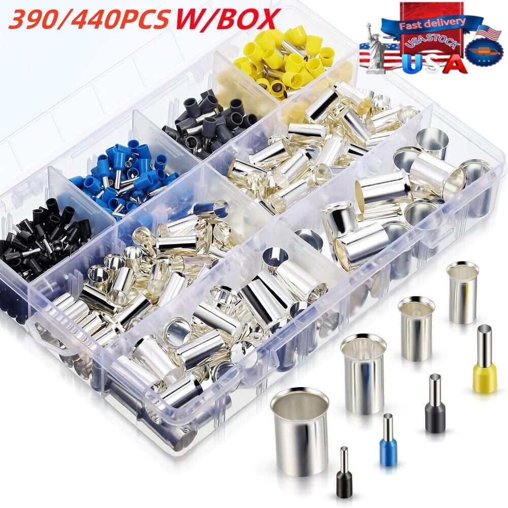 440/390x Ferrules Wire Ends Terminals Crimp Terminal Connector Wire Ferrules Kit