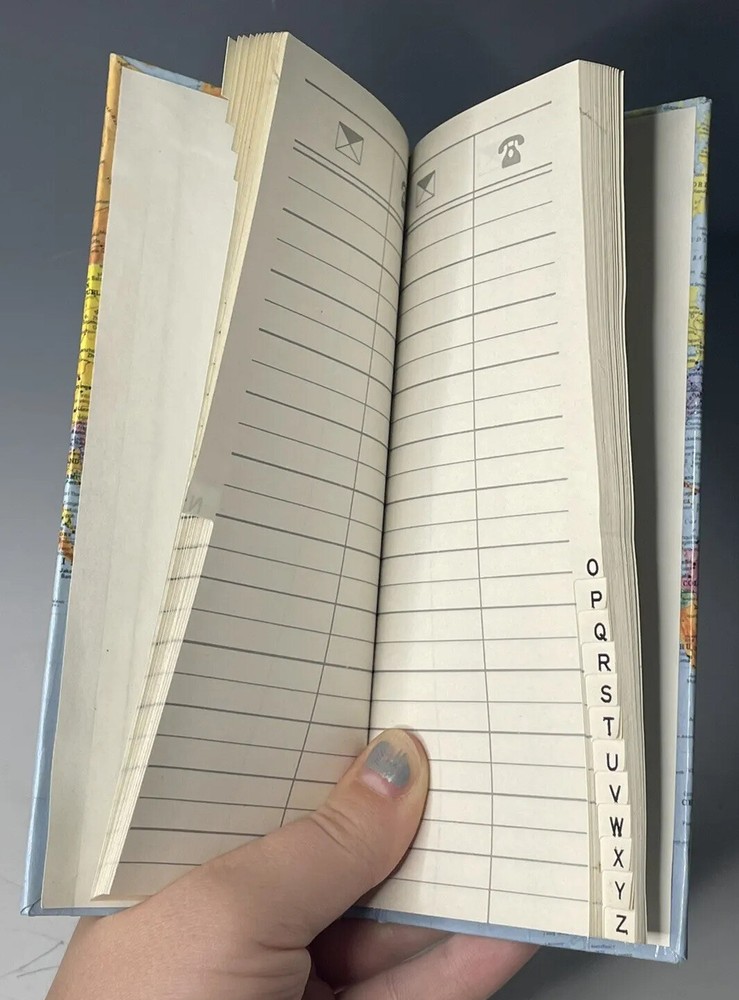 Vintage Telepone Number Email Book World Map Unused Notepad Notes