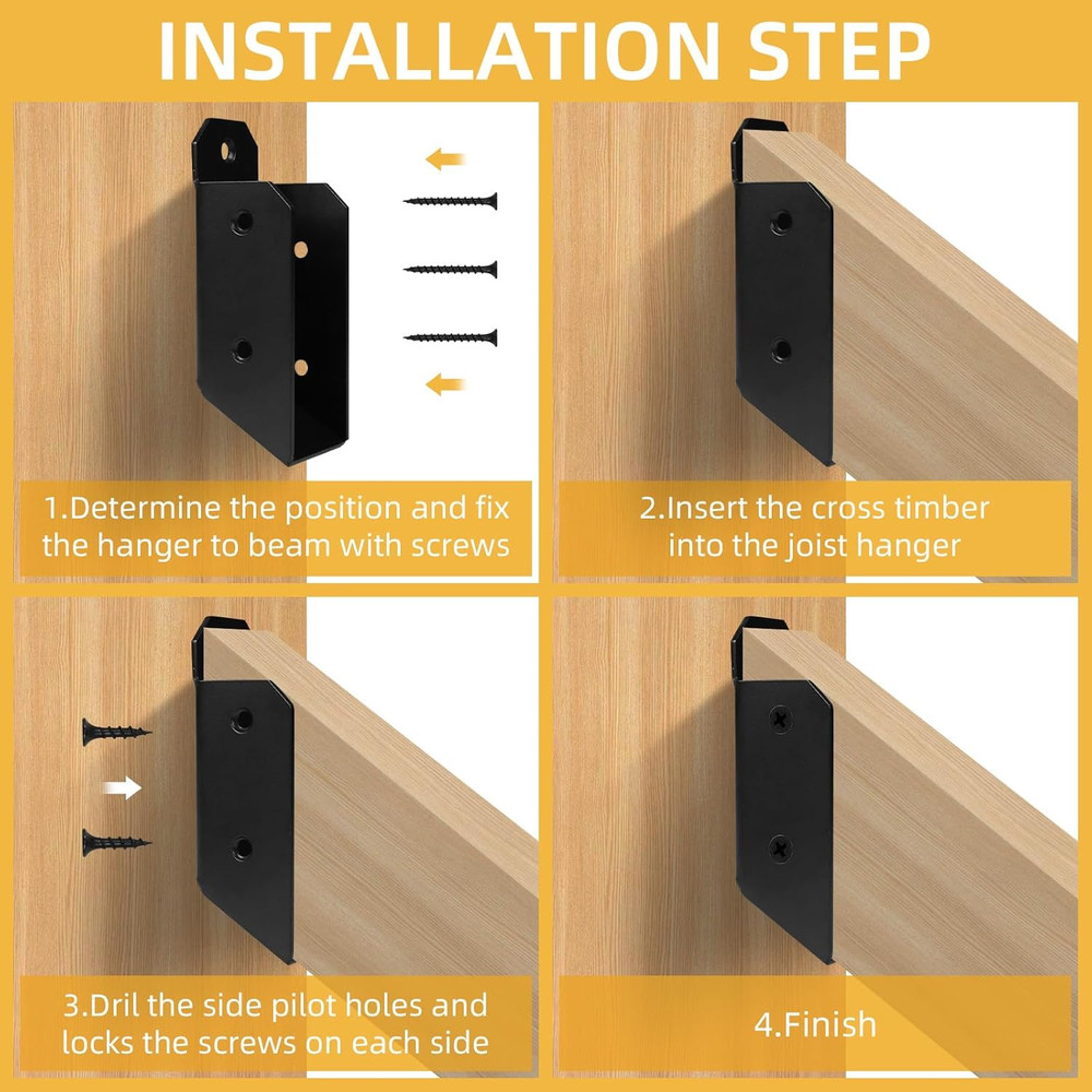 Deck Railing Brackets Connectors, 4pcs 30° Stair Railing Hangers 2x4 Brackets (A