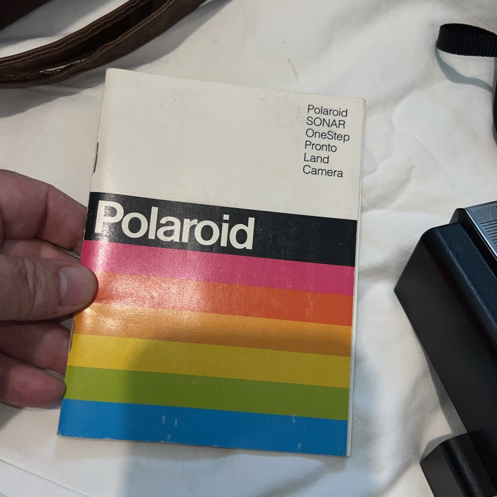 Polaroid Land Camera SONAR OneStep With Case, Flash Attachment, Instructions