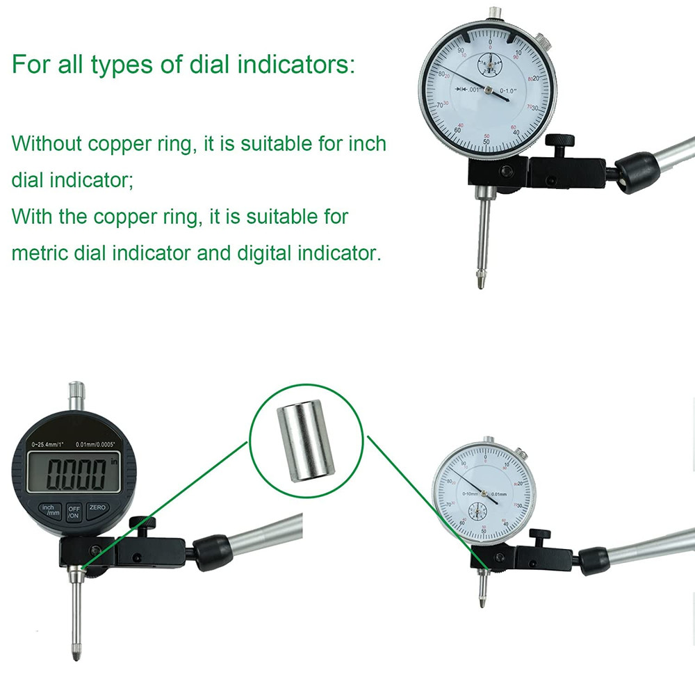 Magnetic Base Stand 176 lbs / 80 kg Max Pull for Dial Indicator (Silver)