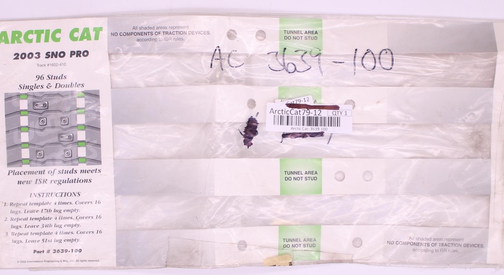 Arctic Cat Stud Template Part Number - 3639-100