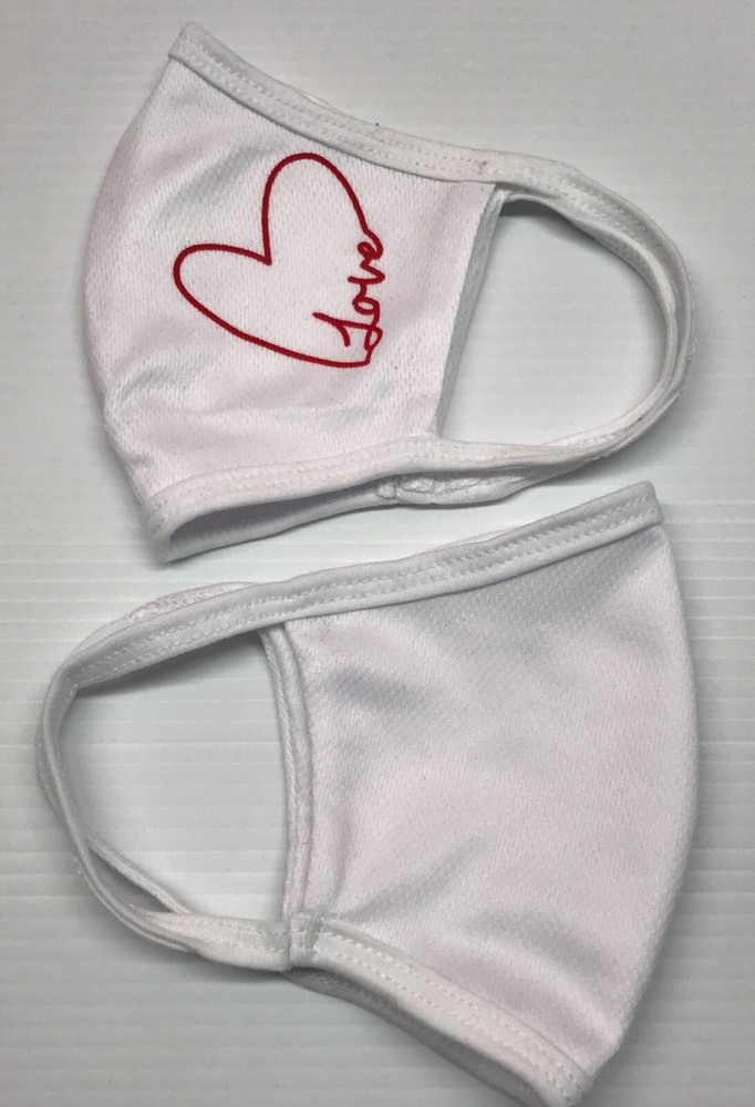 Face mask DRI-FIT flexible, 100% polyester, double layer, white color, (LOVE)