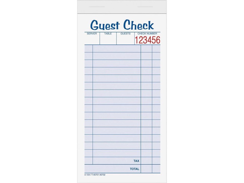 Tops Guest Check Book