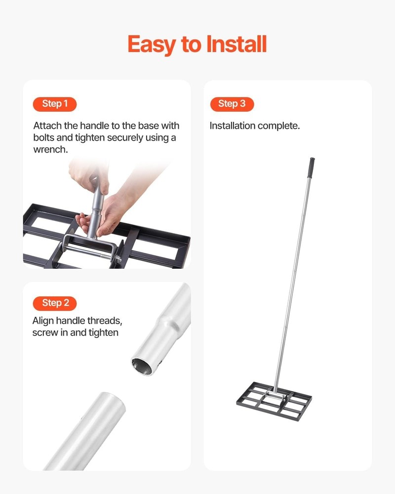 Comfortable Garden Leveling Rake for Lawn & Golf Course - 5 Height Adjustable
