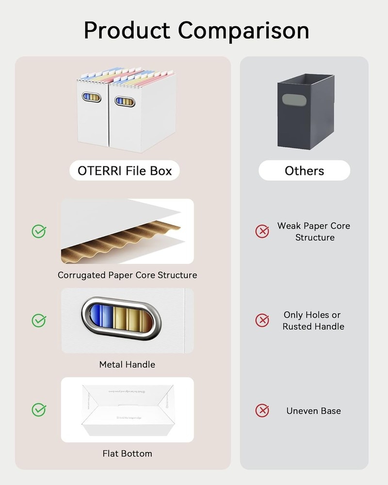 Versatile 2-Pack File Organizer Boxes for Letter Size Folders - Modern Design