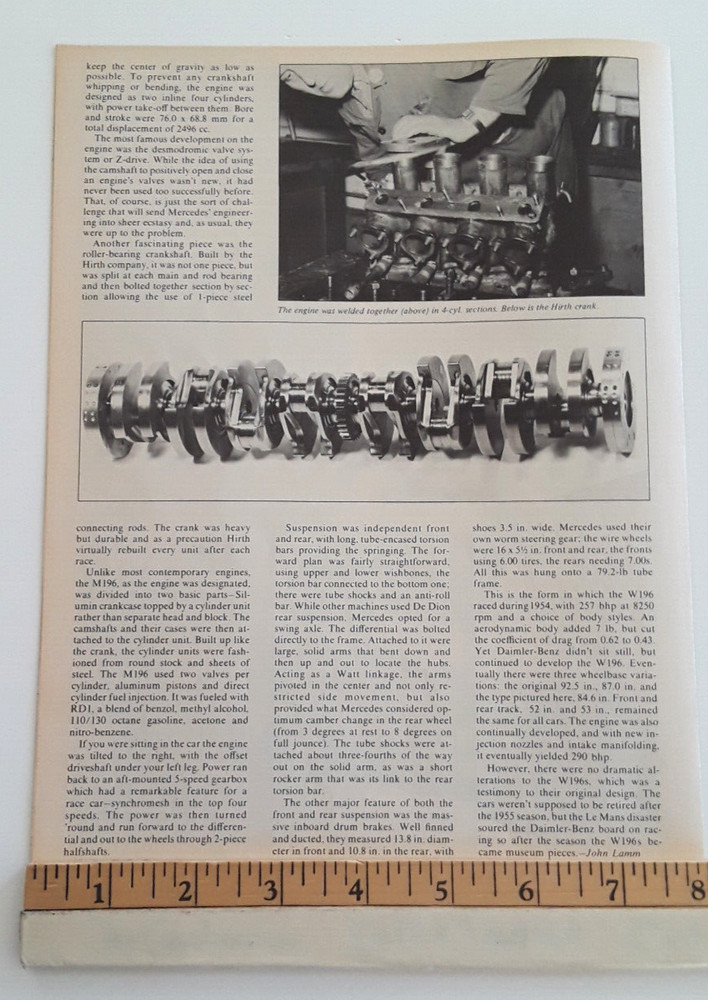 MERCEDES BENZ W196 ORIGINAL 1976 ARTICLE