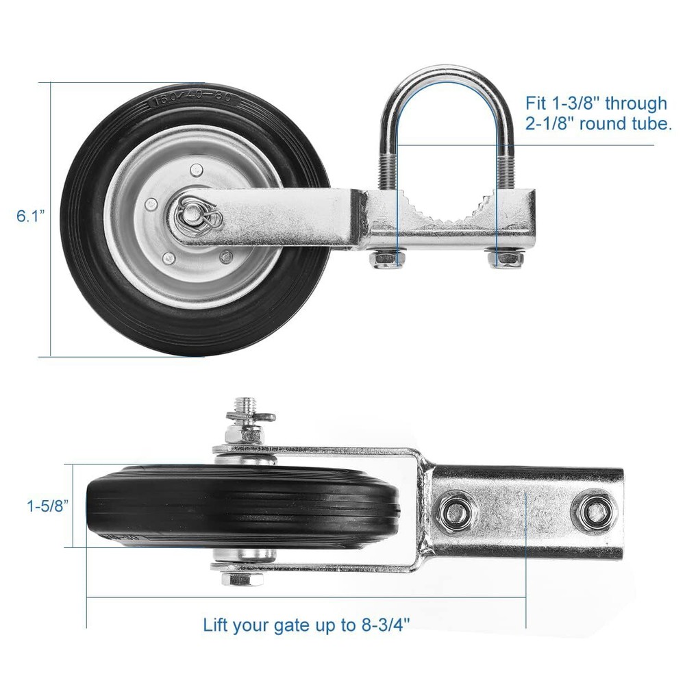 Gate Wheel Supporting Swing Gate with 1-3/8"Thru 2-1/8" Gate Frames Gate Support
